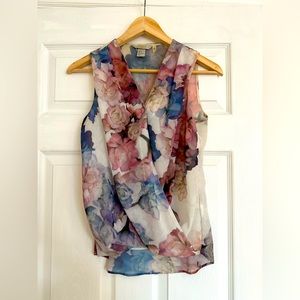 Flower print chiffon, tank blouse
